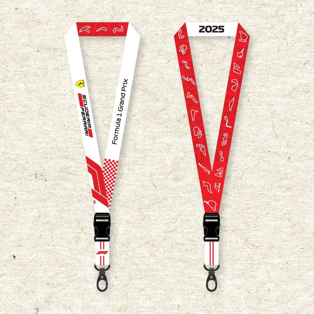 Ferrari HP Formula 1 Team Lanyard - Engineered for performance, Built for Style. A full sublimated lanyard equipped with Buckle and Hook for convenience. Soft polyester material gentle to skin. Designed with love for Formula 1 fans.
