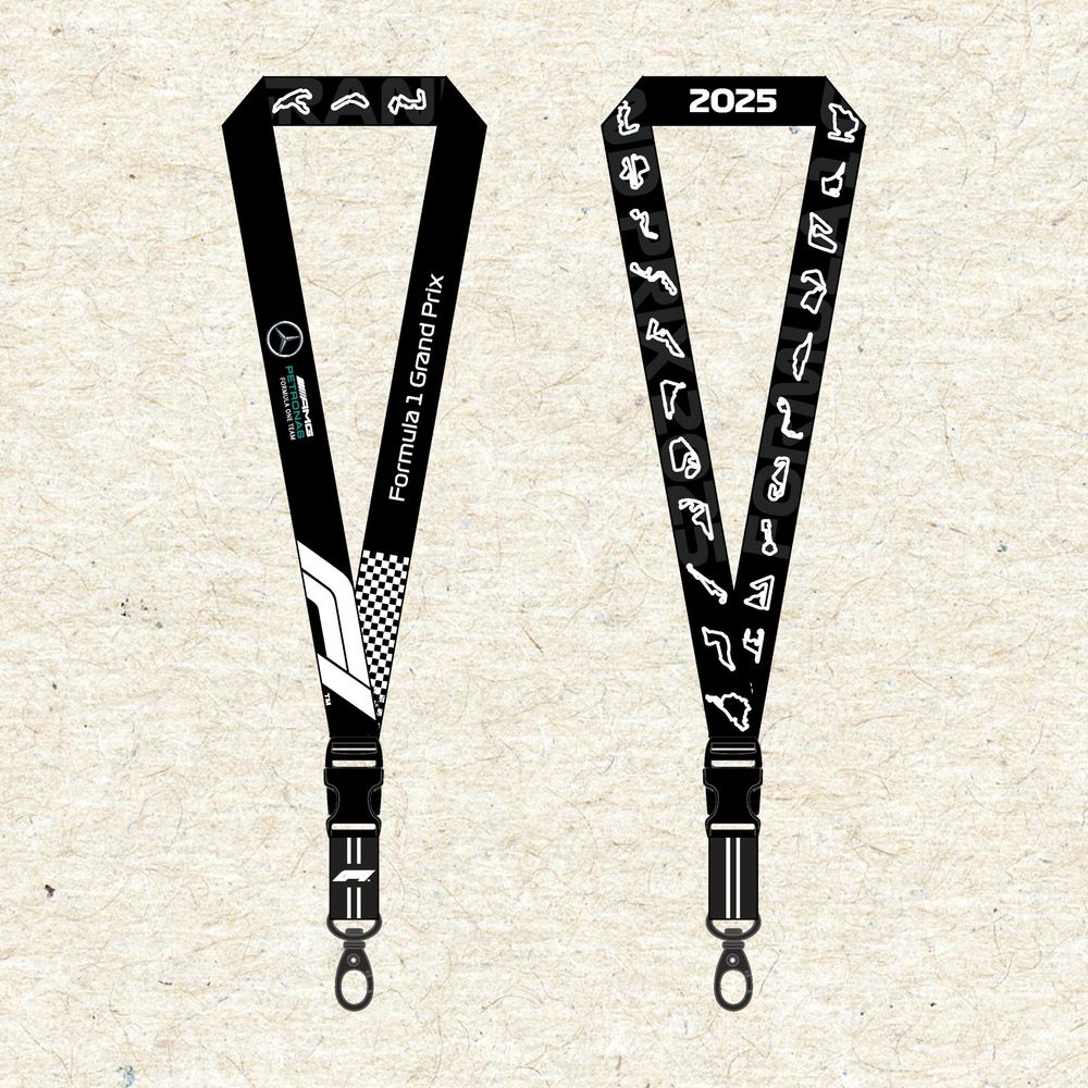 AMG Petronas Formula 1 Team Lanyard - Engineered for performance, Built for Style. A full sublimated lanyard equipped with Buckle and Hook for convenience. Soft polyester material gentle to skin. Designed with love for Formula 1 fans.