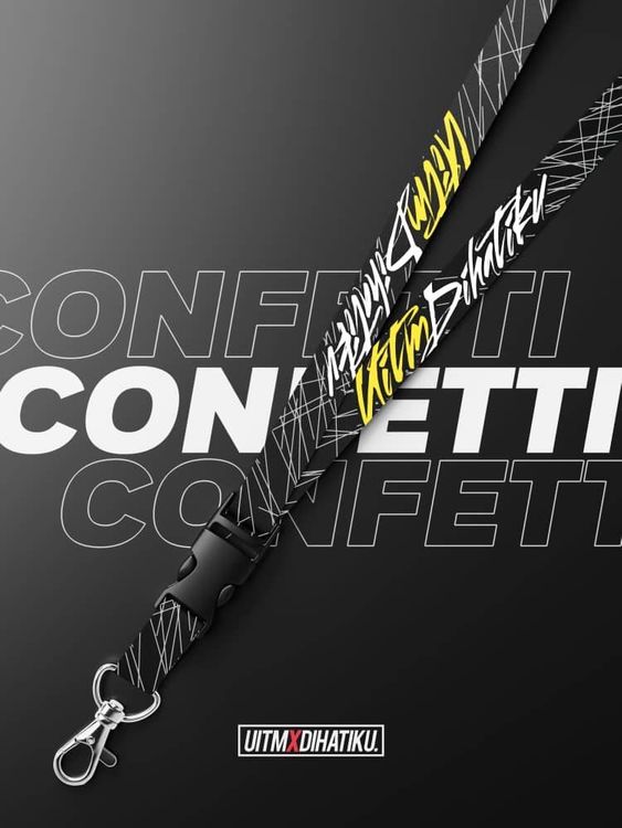 Confetti UiTM Lanyard - Bring the spirits of champion to the class with our Uitm Series Lanyard. A full sublimated lanyard equipped with Buckle and Hook for convenience. Soft polyester material gentle to skin.